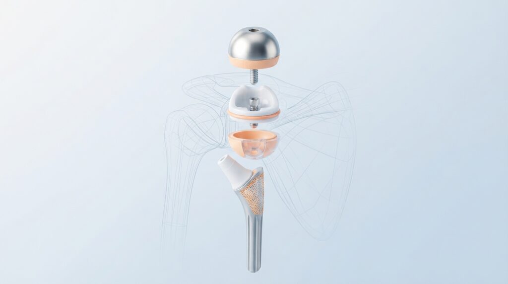 prótese do ombro componentes implante artroplastia reversa haste umeral esfera glenoidal